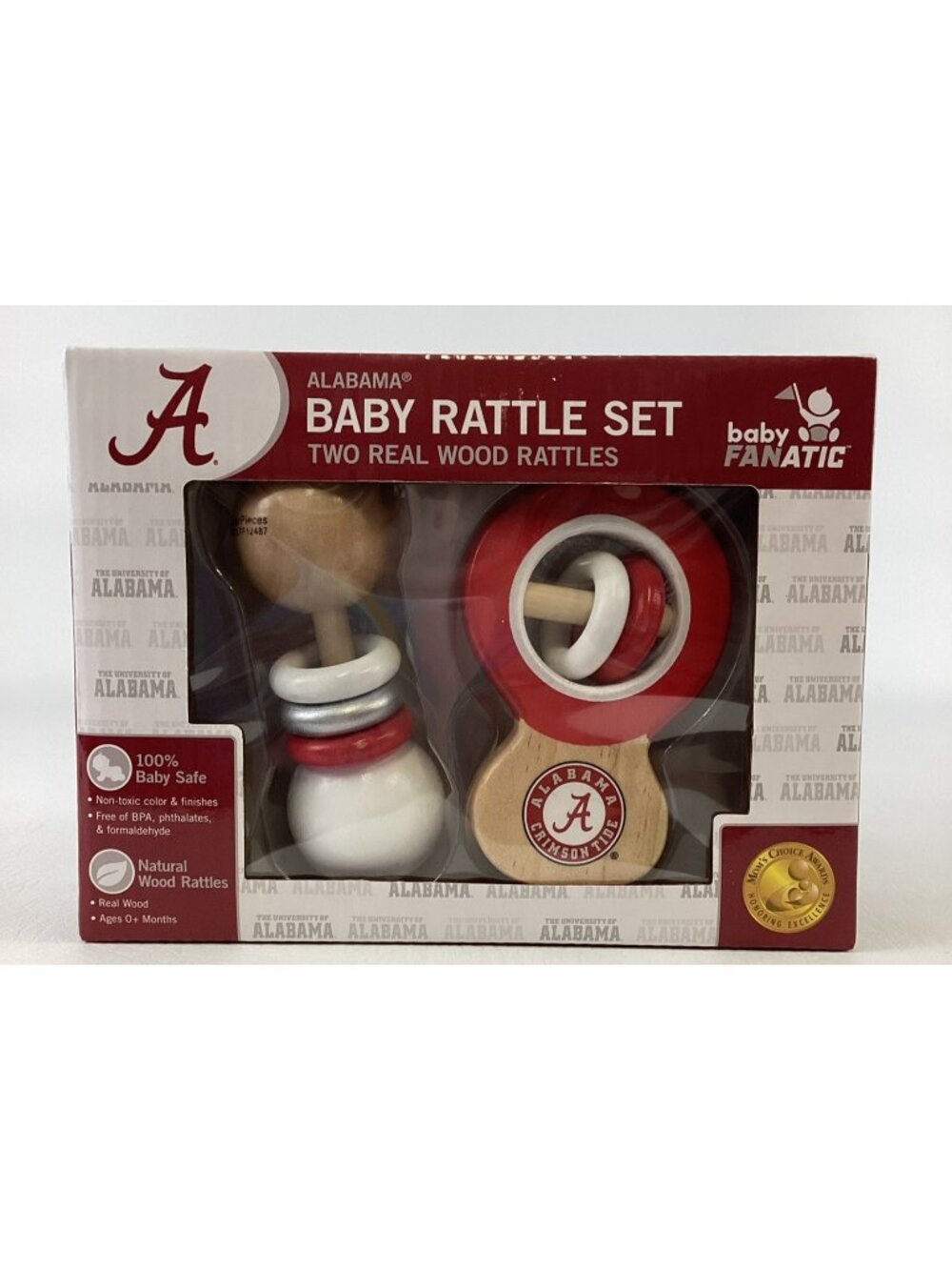 BabyFanatic Alabama Crimson Tide Official NCAA Wooden Baby Rattle Set Football - Picture 1 of 6